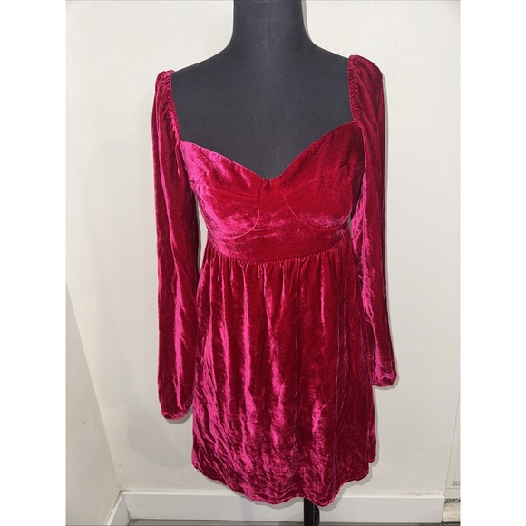 Reformation Chestnut Dress in Rhubarb Size 4 Long Sleeve - Picture 2 of 10